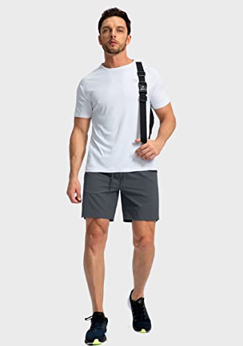 Image of Men's Running Shorts with Zipper Pockets 7 Inch Lightweight Quick Dry Gym Workout Athletic Shorts for Men