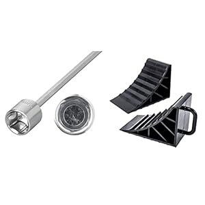 ProPlus 360029 Rallonge de visseuse sans fil avec écrou de 19 mm pour manivelle de camping-car et caravane Longueur 44 cm & Cale de Roue Plastique avec poignée Jeu de 2 pièces