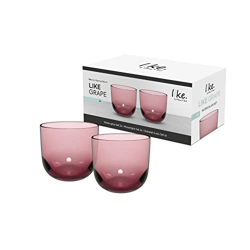 like. by Villeroy & Boch - Like Grape Water Glass Set 2 pces, Coloured Glass Grape, Capacity 280 ml, Purple, 280 ml - 1-Pack