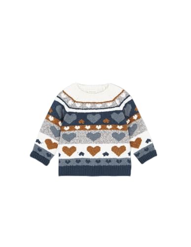 Pull tricot imprimé cœurs pour bébé garçon, un vêtement doux comme un câlin
