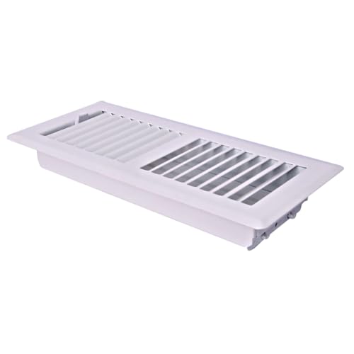 Image of 6 inch x 12 inch White Floor Register 2 Way - Stamped Face Steel Vent Cover, HVAC Floor Grille for AC Heat, Fits 6x12 Duct Opening, Heavy Duty Metal Register