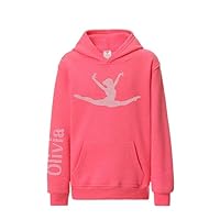 Personalised Gymnastics Split Girl Hoodie – 5 to 13 Year Old Girl Gifts, Gymnastics Gifts for Girls, Stylish Girls Hoody Pink 7-8 Years
