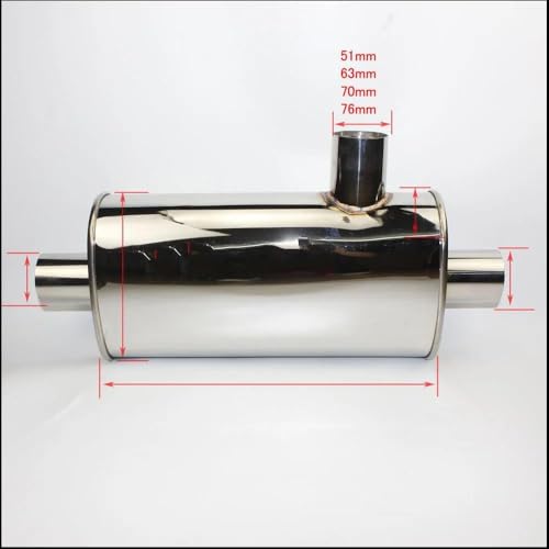 Silenciador de sonido escape coche 76mm que optimiza el flujo racing con acero inoxidable 304 6