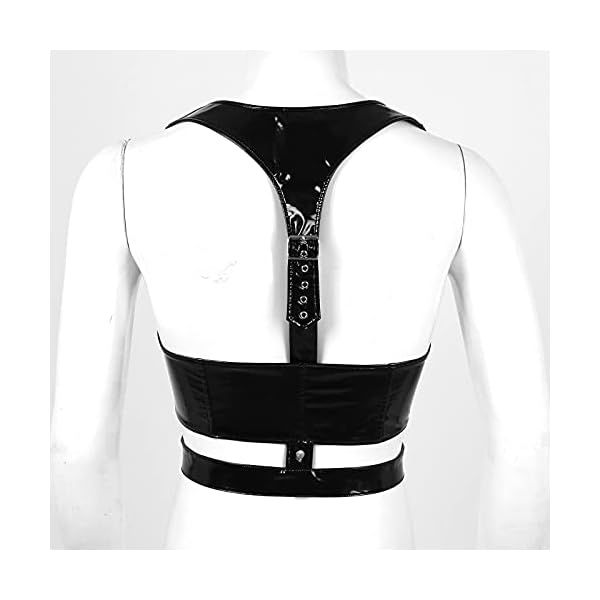 TiaoBug Unisex Sexy Body Brust Harness Leder Geschirr Kunstleder Einstellbar Schnallen Gürtel Clubwear Punk Rollenspiel… – Bild 8