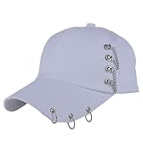 XRDSS Unisex Ring Chain Baseball Caps Summer Street K-Pop Hip Hop Hat Trucker White-a