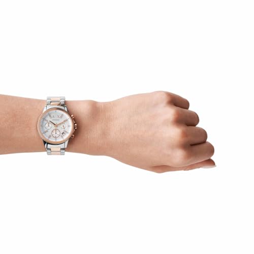 Armani Exchange Orologio Da Donna, Cronografo Al Quarzo, Cassa In Acciaio Inossidabile Da 36 Mm, 2T/Rosa Con Bracciale In Acciaio Inossidabile, AX4331, Tono Argento E Tono Oro Rosa - 2