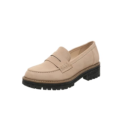 Image of Womens Loafers Slip On Casual Chunky Platform Heel Loafers Classic Penny Dressy Comfy Business Work Shoes Green Beige Black Red US5-11