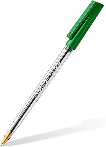 Staedtler Medium 0.5mm 430 Stick Ballpoint Pens Writing Pen Smooth - Green Ink - Pack Of 3