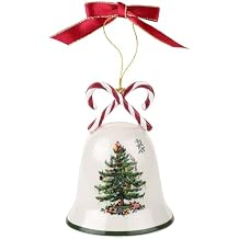 Spode Christmas Tree Candy Cane Bell Ornament, Elegant Hanging Decoration for Christmas Trees - Holiday Home Accents & Festive Ornament - Thoughtful Keepsake & Gift for Friends & Family