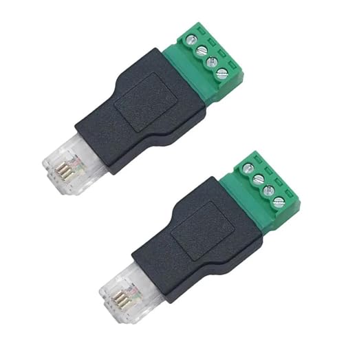 Adaptador Conector RJ11 Macho a Terminal de Tornillo 4 Pines x2 miniatura 1