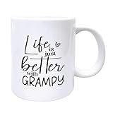Foyoulame Grampy Grandpa Kaffeetassen, Opa-Geschenke zum Vatertag von Enkelkindern, Großvater, Teetasse zum Geburtstag, Life Is Just Better With Grampy, Keramik, 325 ml