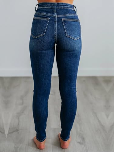 Image of KUNMI Women's Ripped Skinny Jeans Distressed Stretchy Denim Pants
