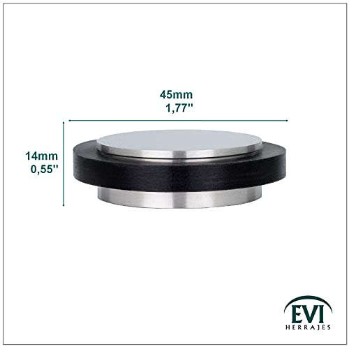 Adhesive Doorstop | 1.37'' X 0.55'' | Natural Silicone Black Rubber | Stainless Steel | Great Adherence | 100% Functional | Mod. I-203X12 #TOP1