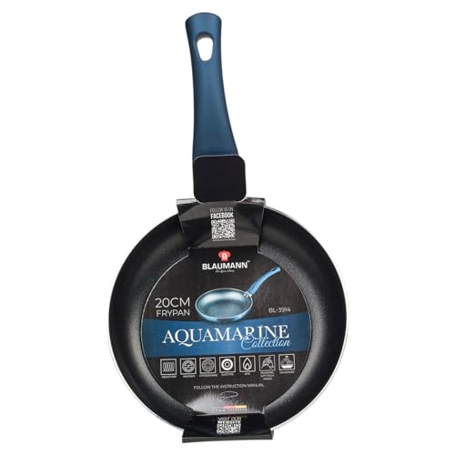 BLAUMANN Utensilios de cocina para freír, cacerola, cacerola, tapa de mango suave al tacto (aguamarina, sartén de 20 x 4 cm, 0,9 L)