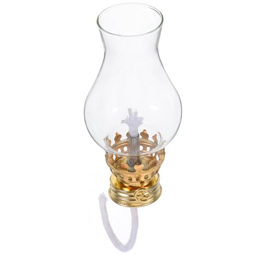 Artibetter Accesorios para Quinqué de Aceite Antigua con Chimenea de Cristal Transparente y Ajustador Metálico, Adecuado para Camping y Aventuras al Aire Libre
