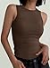 ANRABESS Womens Sleeveless High Neck Tank Tops Fashion Summer Casual Basic Slim Fit Ribbed Racerback Top Shirt Clothes Brown-XL