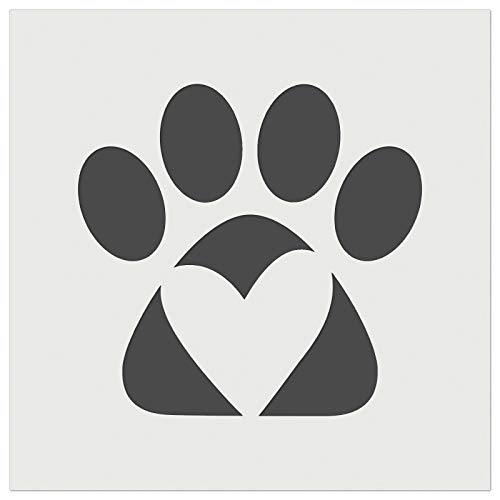 Paw Print with Heart Dog Wall Cookie DIY Craft Reusable Stencil - 5.5 Inch