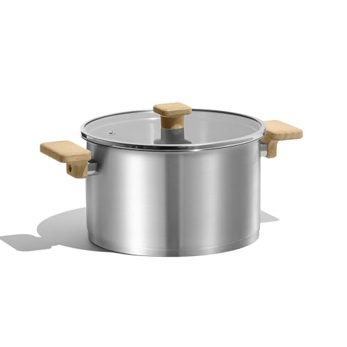 CAROTE Stainless Steel Stock Pot - 8 Quart Heavy Duty Induction Cooking Pot with Visible Lid for Pasta, Soup, Spaghetti, Bottom Big Stockpot, Deep Cookware for Canning, Boiling, Simmer