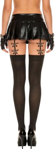 Image of ToBeInStyle Women's Ribbon Bow Twist Tie Opaque Sheer Hosiery Tights
