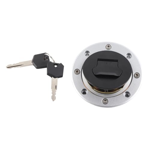 Image of Motorcycle Gas Tank Cap with 2 Keys, Anti-Theft Fuel Cap Cover Fits SV1000 SV650, Z1000 Z750 Z600, CBR1000RR CBR600RR CBR650F, FZ1 FZ6 FZ8 (Silver)