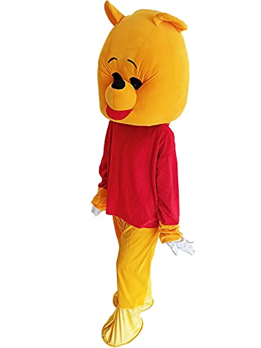 Image of BookMyCostume Friendly Bear Pooh Cartoon Mascot Costume For Theme Birthday Party & Events | Adults | Full Size Adults,Yellow,Fleece