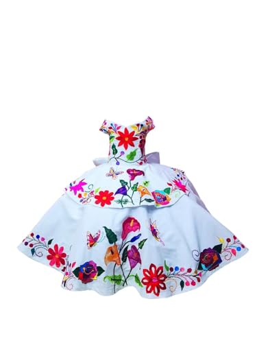 Flower Embroidered Mini Quinceanera Dresses Little Girls Square Neckline Cap Sleeves Pageant Dress 2025