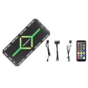 PWM Fan Hub for 5V Addressable ARGB Computer PC Case Fan PWM 1 to 9 Ports Magnetic Fan Hub Splitter with Remote SATA Power Supply Black