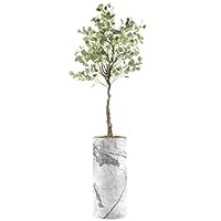 SIGNWIN Eucalyptus Tree with White Granite & Gray Marble Swirl Effect Vase Abstract Rocky Minimalism Zen Relax/Calm Multicolor Cool for Living Room, Bedroom, Office - X-Large 5 Feet (60