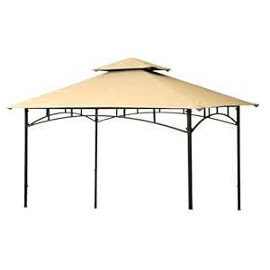Gazebo Replacement Canopy 5×8 Shelter Double Tiered BBQ Cover Grill Shelter for Shop Garden Patio Model L-GG001PST-F (Beige)