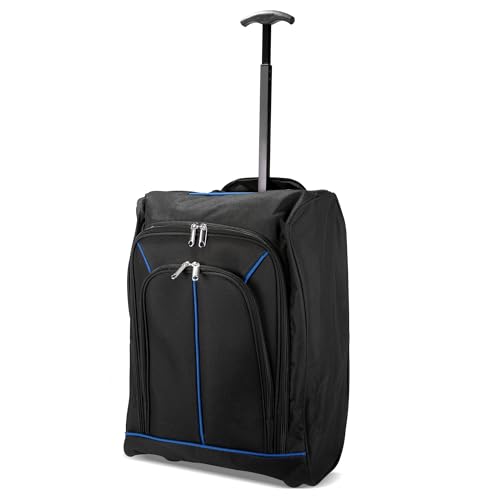ASAB 2 Wheel Cabin Suitcase Cabin Luggage EasyJet Cabin Bag Waterproof Lightweight Hand Luggage Trolley Bag with Telescopic Handle Ryanair Cabin Bag Suitcase with Wheels Travel Approved Bag (Blue)