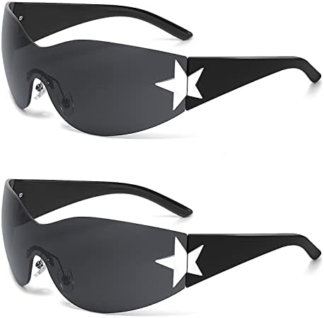 Y2k Sunglasses, Y2K Wraparound Sunglasses, Women's Punk Rimless