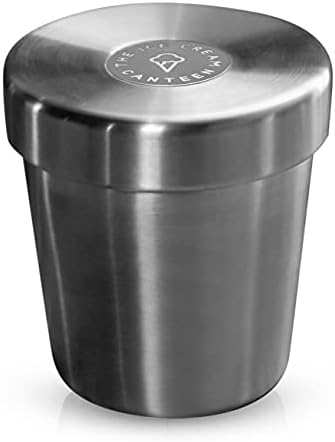 The Ice Cream Canteen Vacuum Insulated Ice Cream Pint Cooler Keeps Frozen for hours enjoy ice cream anywhere (Stainless Steel)