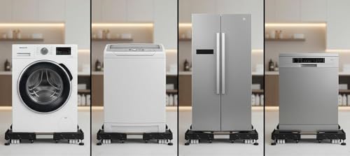 Image of PM 24 Wheel 250 kg Load Capacity Adjustable Size Front /Top Load Washing Machine Stand /Trolley Dishwasher, Refrigerator Fridge Stand /Trolley, Washing Machine 7 kg. (Metal)