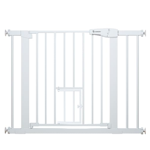 COMOMY Auto Close Pet Gate with Cat Door, 29.5'-40.5' Dog Gate for House