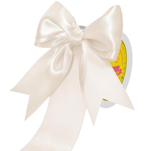 Image of Double Face Nude Satin Ribbon 2 Inch x 25 Yards Polyester Ribbon for Gift Wrapping Easter Weddings Party Decorations Hair Bows Invitations