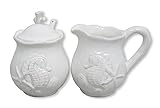 Blue Sky Ceramic, White Seahorse Sugar & Creamer Set