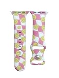 Hi Honey. Lime Yellow Smiley Face Pink Retro Checkerboard Watch Bands for Women Compatible with Apple Watch Bands iWatch Series 1/2/3/4/5/6/se/7/8. (M/L)