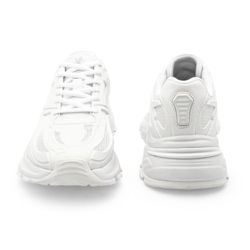 Image of Red Tape Men's Sneakers White Mesh KPU Round Lace-Up Flexible Support