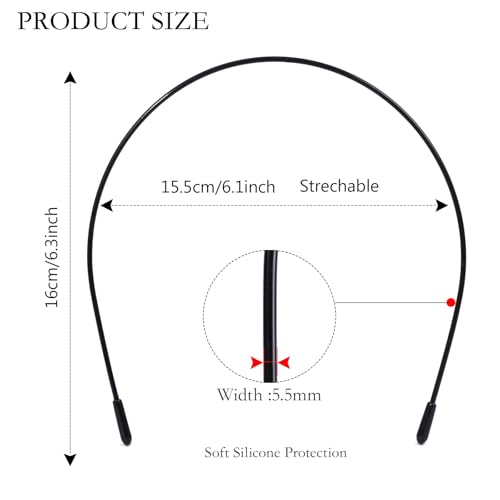 Image of 2 Pcs Metal Headbands for Women, Black Headpiece Wire Headband Trendy & Cute, Thin Head Band Simple and Stylish Headwear Hair Accessories (Black, L)
