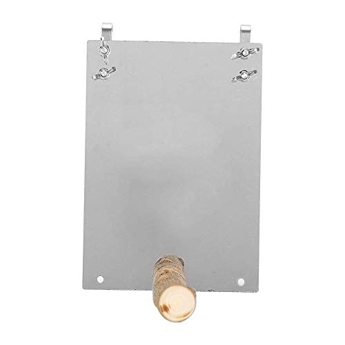 Papageienspiegel, Edelstahl-Vogelspiegel mit stehender Holzstange für Sittich Nymphensittich Conure Lovebirds Finch Canaries