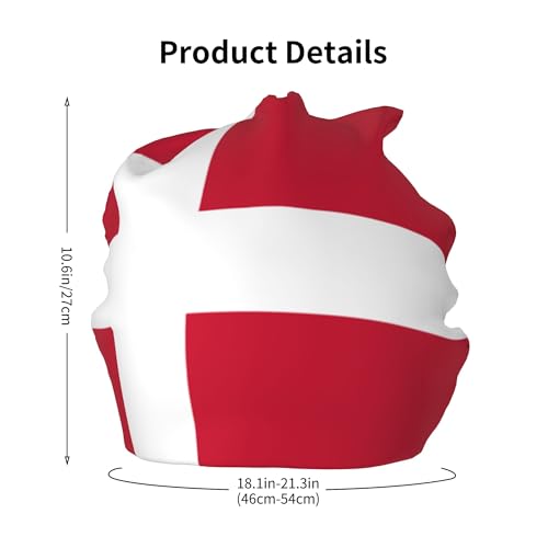 Flag of Denmark Children Hip Hop Knitted Hat Kids Elastic Leisure Knit Cap Warm Sleep Beanies Black2