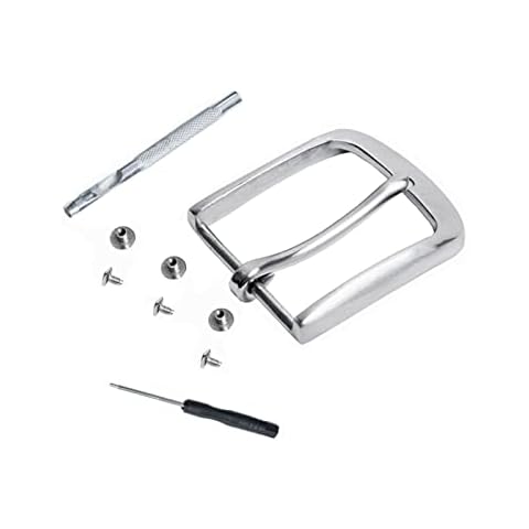 DJCAIZYY 1.5" (40mm) Stainless Stee Belt Buckle Brushed Single Prong Belt Buckle Replacement Belt Buckle Silver Brushed Cover
