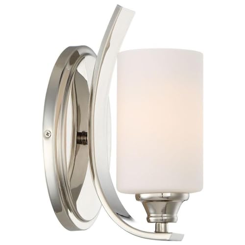 Image of Minka Lavery Wall Light Fixtures 3981-613 Tilbury Wall Bath Vanity Lighting, 1-Light 100 Watts, Polished Nickel
