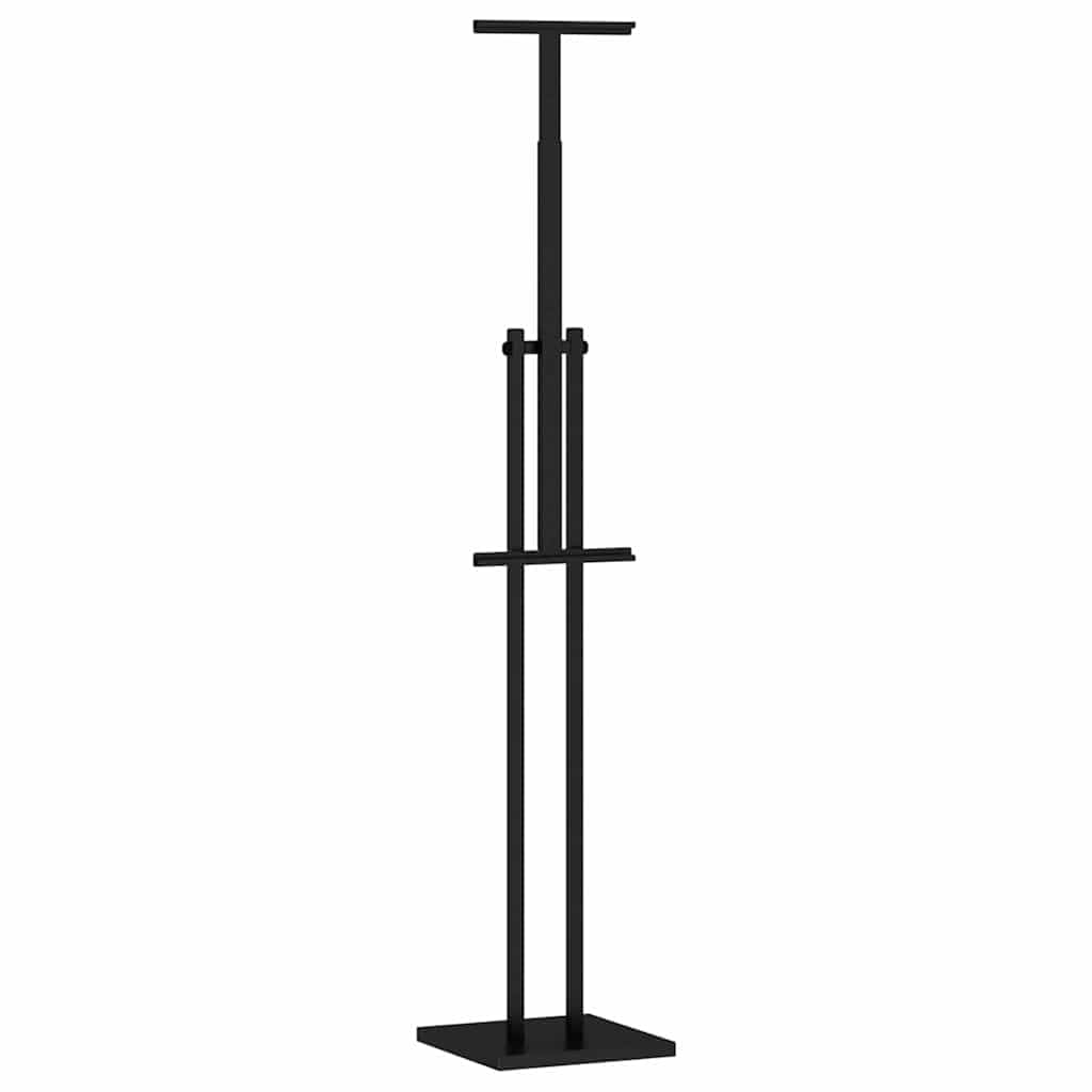 Schwarzer Messestand aus Stahl 26,5 x 26,5 x 150 cm, höhenverstellbar 126 bis 150 cm, 360 Grad drehbar, rutschfester Fuß, für Messe, Ausstellung, Event, Innen und Außen