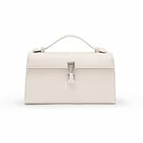 Clutch Purses for Women - White Clutch Purses for Women - Small Evening Bag - Trendy Top Handle Purse - Adjustable Crossbody Handbag PU Leather - White