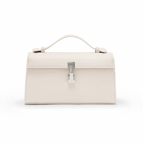Clutch Purses for Women - White Clutch Purses for Women - Small Evening Bag - Trendy Top Handle Purse - Adjustable Crossbody Handbag PU Leather - White