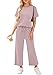 WIHOLL Cruise Outfits for Women 2026 Summer Beach Vacation Clothes Fashion Resort Wear Travel Sets on Plane 2 Piece Comfy Matching Sets Women Clothing Fall Winter Break Pajamas Sets Grey Pink L