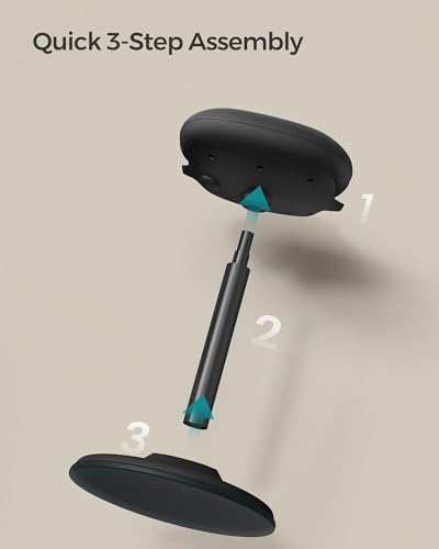 Image of SONGMICS Ergonomic Wobble Stool, Height Adjustable Swivel Balance Chair | Standing Desk Stool, 23.6-33.3 Inches, Non-Slip Base, Standing Chair, for Office, Home, Ink Black, ACTIVO Collection UOSC02BK