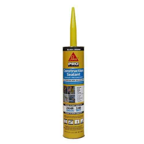 Image of SIKA Sikaflex Construction Sealant - Black, Paintable Polyurethane, All-Purpose for Sealing Joints & Gaps, 10.1 fl. oz Cartridge - Weatherproof, Durable, Non-Corrosive