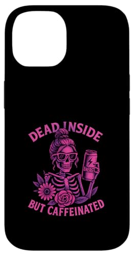 Dead Inside But Caffeinated Skeleton コーヒー エナジードリンク スマホケース iPhone 14 用